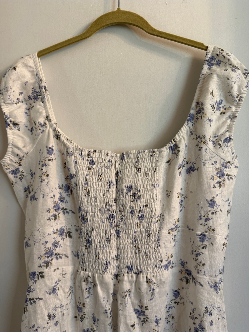 Reformation Toulouse Floral Linen midi off the shoulder tiered Dress Size 16 - Picture 5 of 7